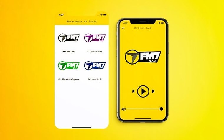 App Radio FM Siete con cuatro estaciones en vivo, hecha por Atumis